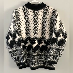 Wool & Angora Rafaella Black and White Patterned Sweater